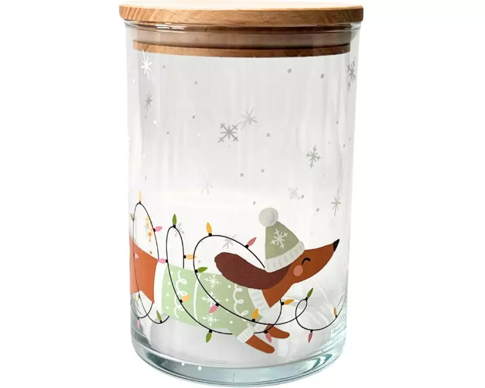 Wunderle Vorratsglas Dackel 880 ml, mit Holzdeckel