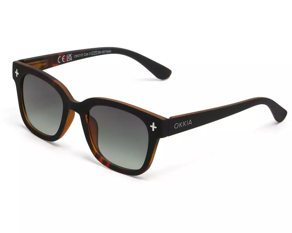 OKKIA Sonnenbrille Giovanni Black Havana, Green Lens