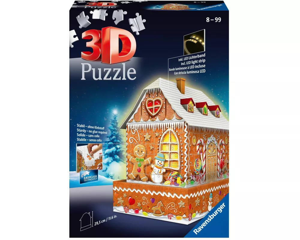 3D Puzzle Lebkuchenhaus bei Nacht