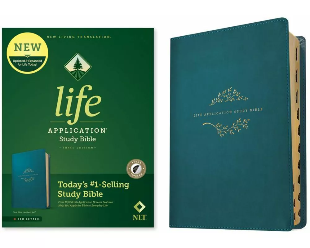 NLT Life Application Study Bible, Third Edition (Leatherlike, Teal Blue, Indexed, Red Letter)