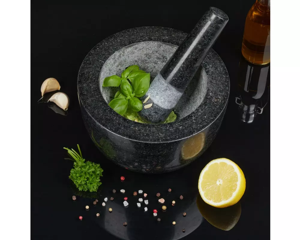 relaxdays Mörser 20 cm, Granit