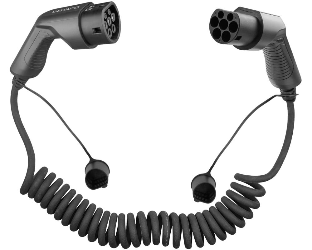 DELTACO e-Charge,cable type 2-type 2 EV-3215-S 3 phase,16A,Spiral,3M/5M,Bl.