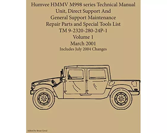 Humvee HMMV M998 series Technical Manual Unit, Direct Support And General Support Maintenance Repair Parts and Special Tools List TM 9-2320-280-24P-1