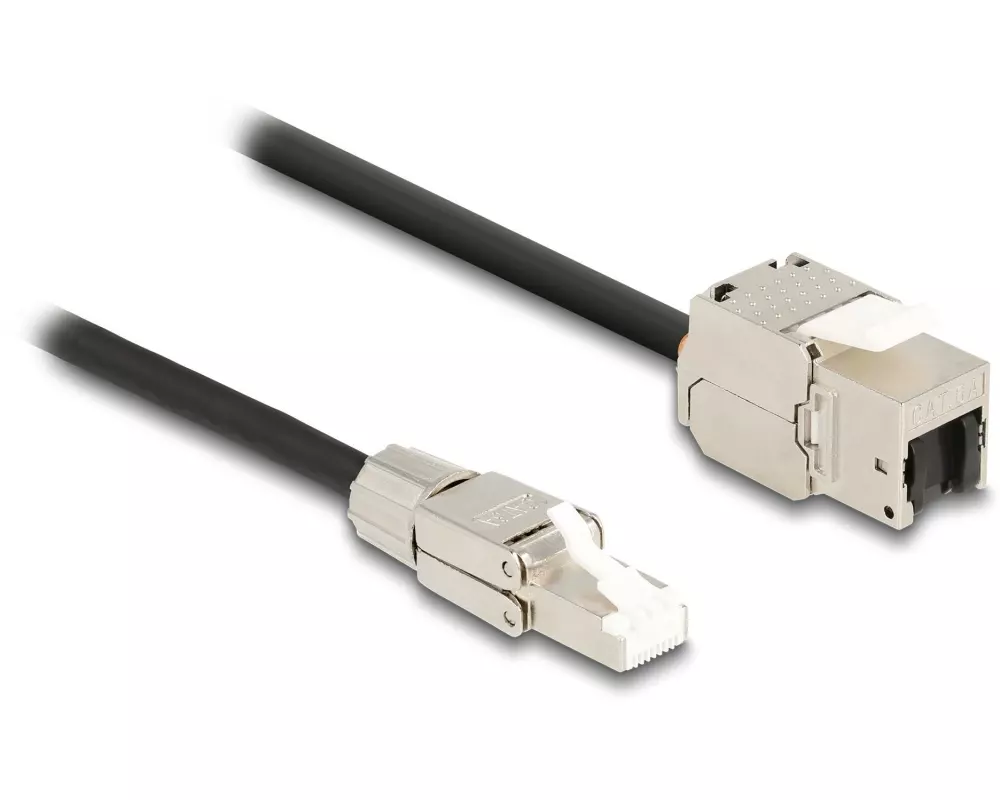 Delock Patchkabel RJ45 zu Keystone Cat 6A, S/FTP, 3 m