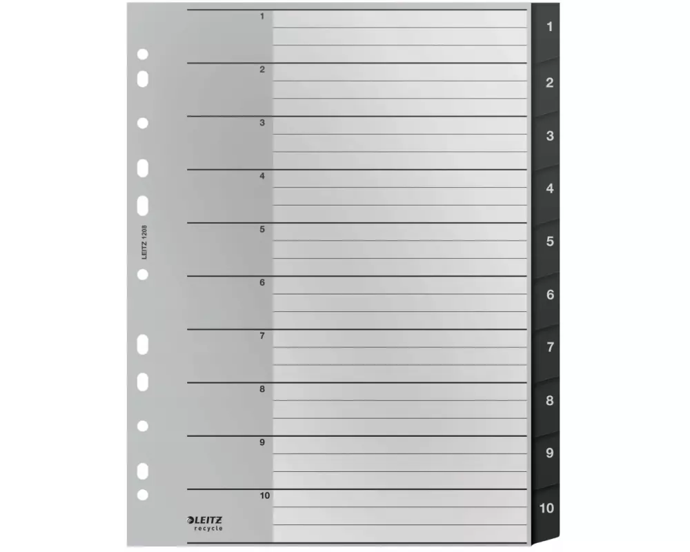 Leitz Register Recycle PC-beschriftbares Register 1-10, A4