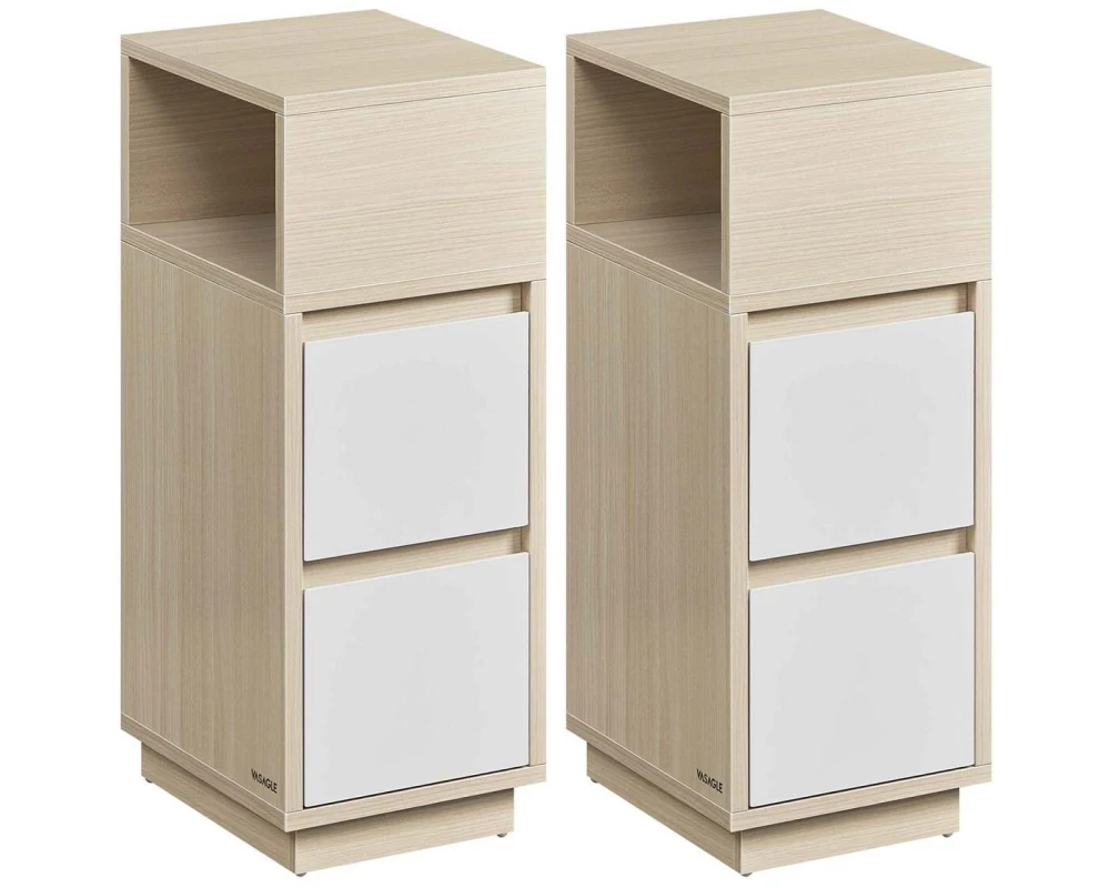 VASAGLE Nachttisch 2er Set 25 x 65 cm, Beige