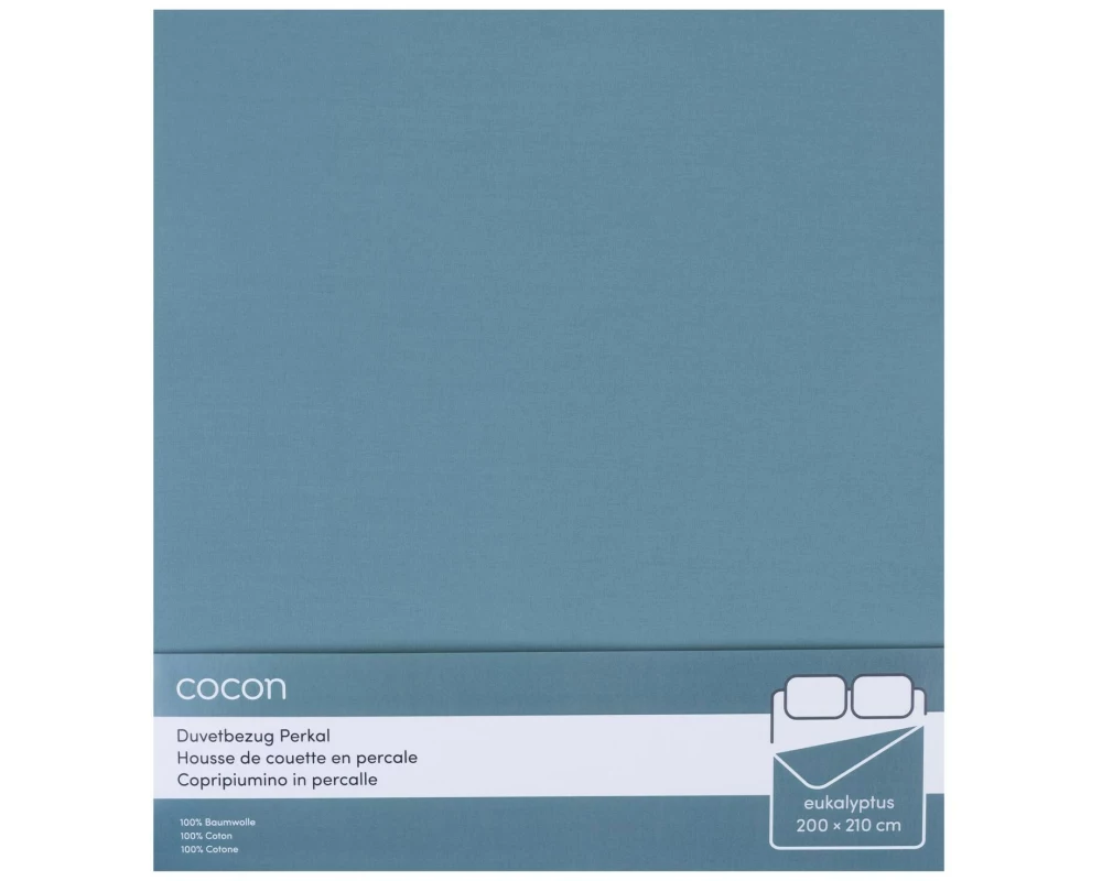 COCON Duvetbezug Perkal 200 x 210 cm, Eukalyptusgrün