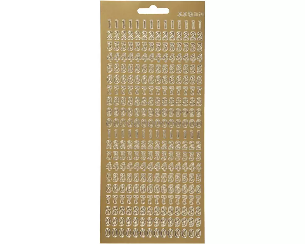 Creativ Company Metallic Sticker 10 cm x 23 cm Zahlen, Gold, 1 Blatt