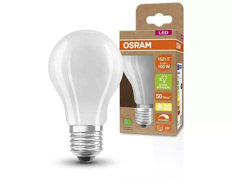 OSRAM LED CLASSIC A ENERGY EFFICIENCY B DIM 8.2W, E27, Warmweiss