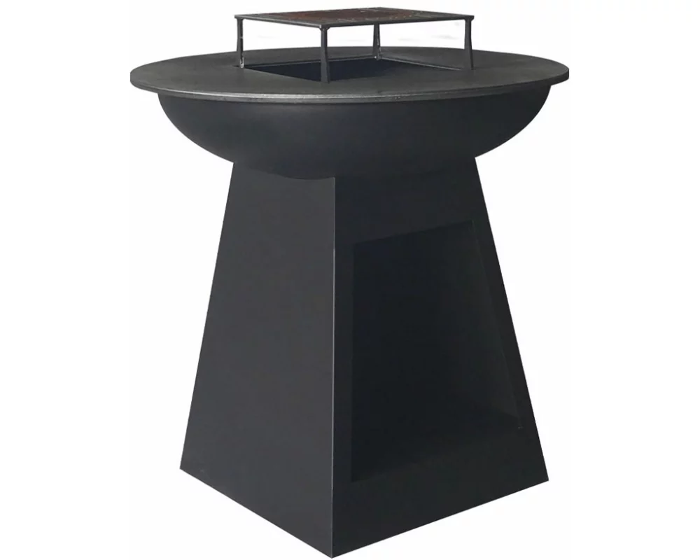 Mr.Grill Feuerschale mit Holzfach & Grillring Black