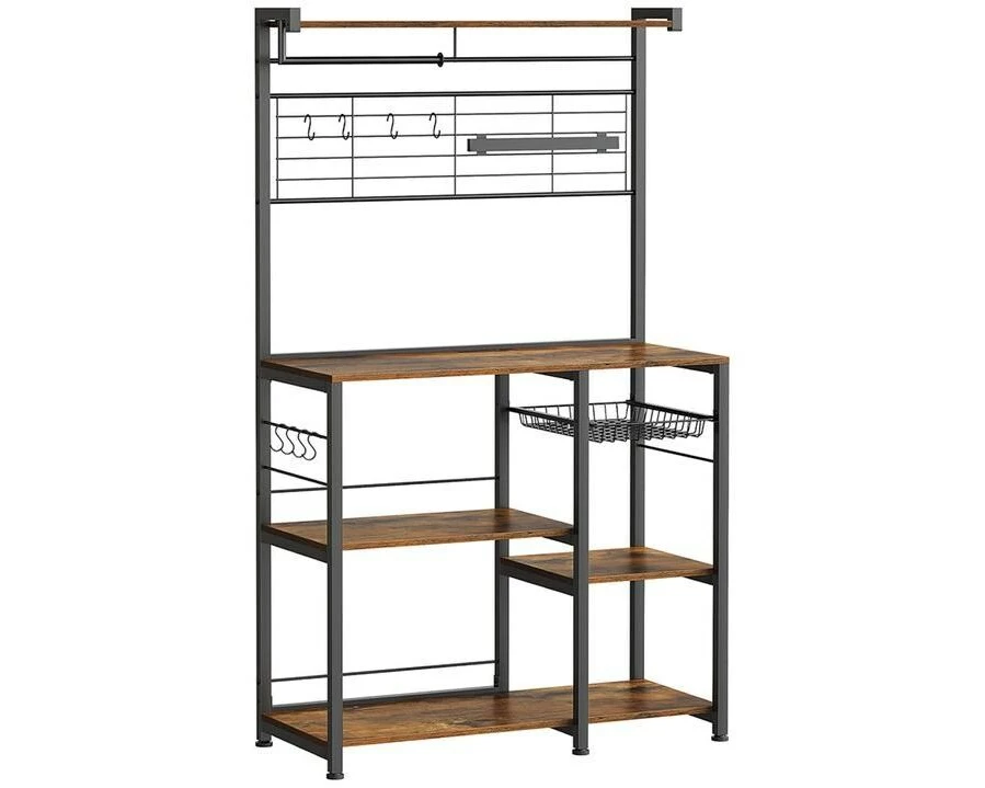 VASAGLE Küchenregal 90 cm x 167.3 cm, Braun/Schwarz