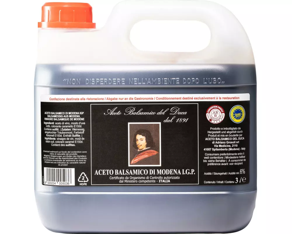 Del Duca Essig Aceto Balsamico di Modena Weisse Kappe 3000 ml