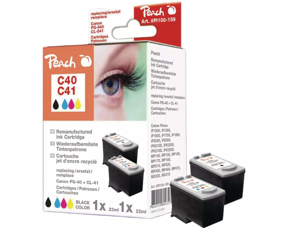 Peach Tintenset Canon PG-40 / CL-41 BK, C, M, Y