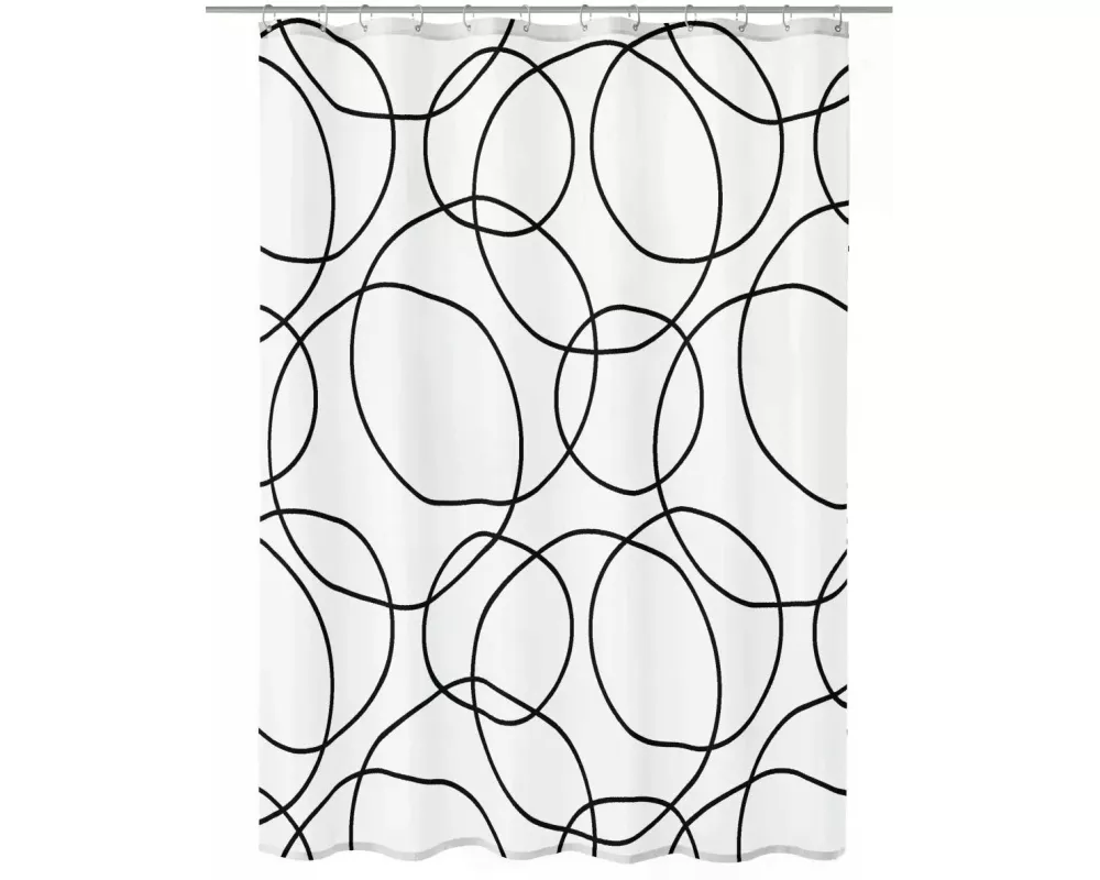 Kleine Wolke Duschvorhang Rings 180 x 200 cm, Schwarz/Weiss