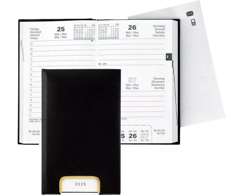 Biella Geschäftsagenda Disponent Schwarz, 10.1 x 16 cm