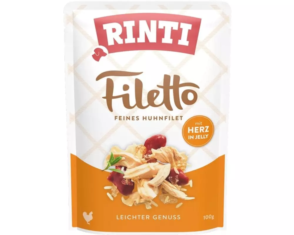 Rinti Nassfutter Filetto Huhn + Herz in Jelly, 100 g