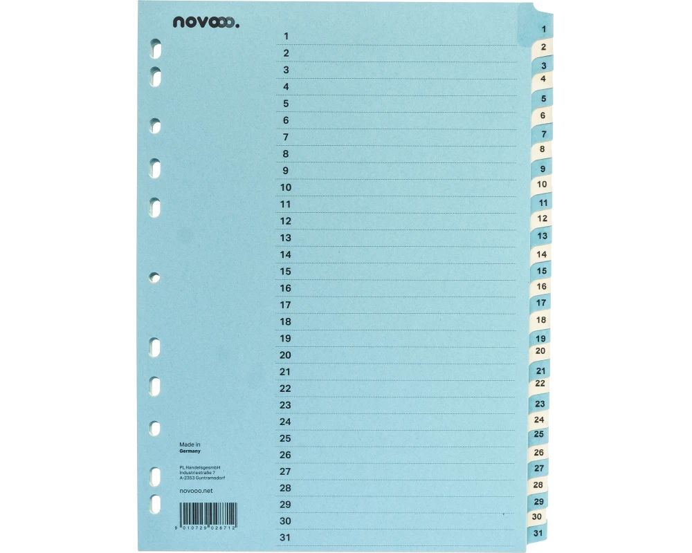 NOVOOO Kartonregister A4 40553 blau/beige 1-31