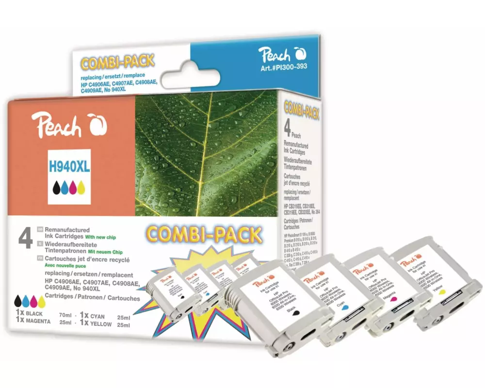 Peach Tintenset HP Nr. 940XL BK, C, M, Y