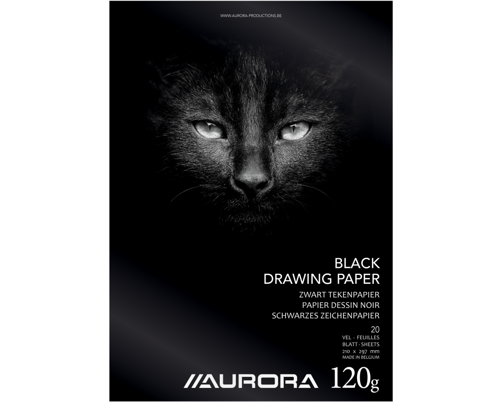 AURORA Zeichenblock A4 BL43 schwarz, 120g 20 Blatt