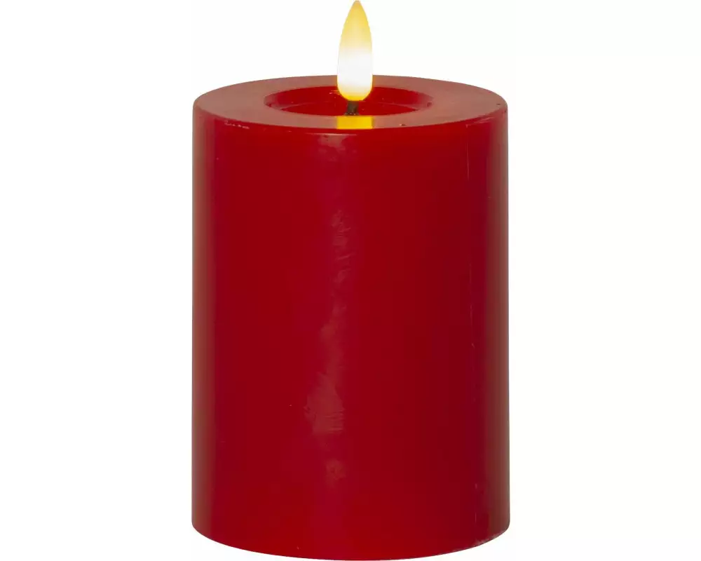 Star Trading LED-Kerze Pillar Flamme Flow Indoor, Rot, 12.5 cm Höhe