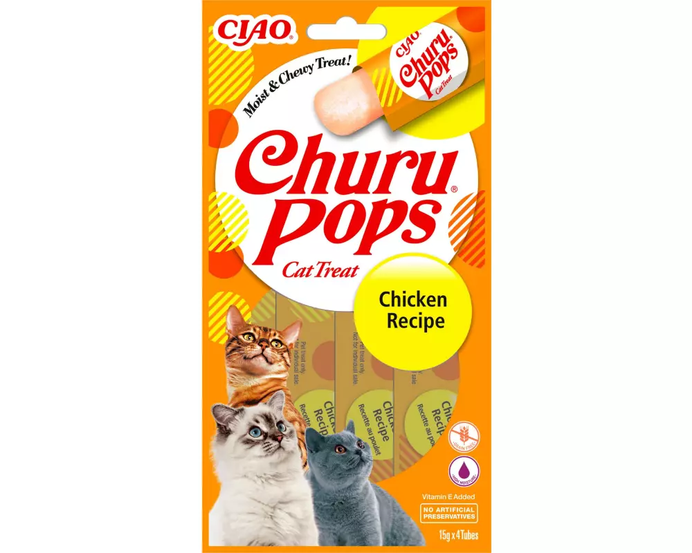 CIAO Churu Katzen-Snack Pops Huhn, 4 x 15 g