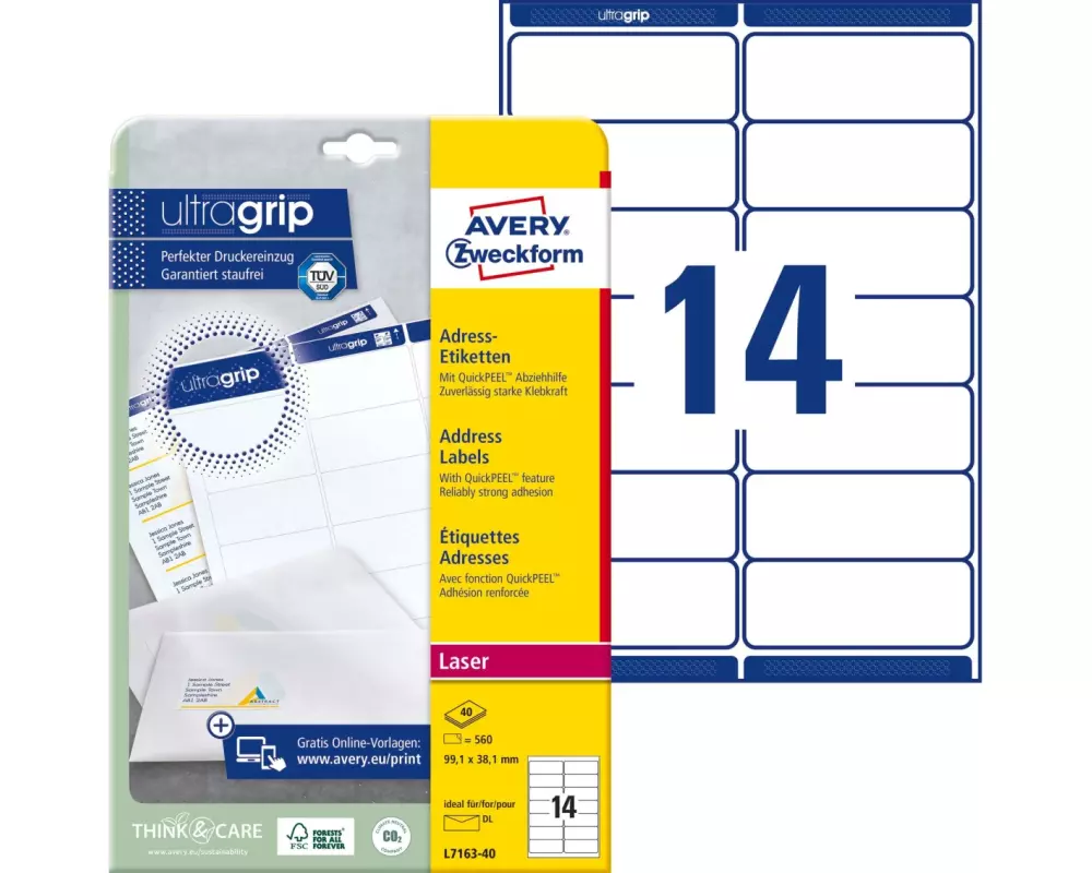 Avery Zweckform Adressetiketten 99.1 x 38.1 mm, 40 Blatt