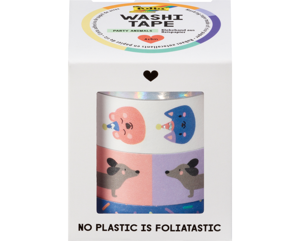 FOLIA Washi-Tape Set Party Animal 26456 Hotfoil 4 Stück