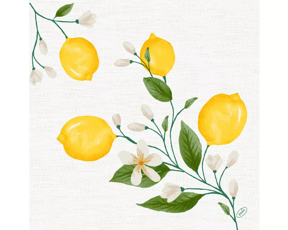 Duni Papierservietten Lemon Fiesta 40 cm x 40 cm, 60 Stück