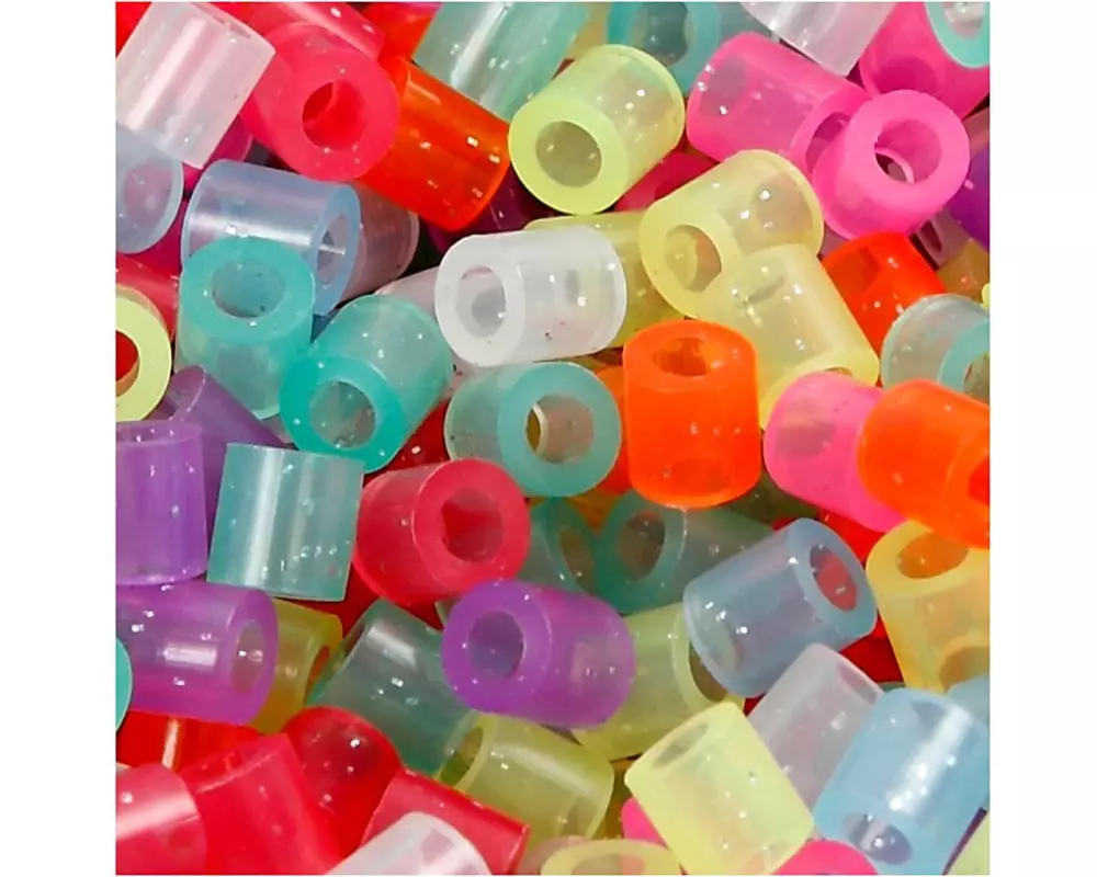 Creativ Company Bügelperlen, 5x5 mm Loch 2.5 mm, M, Glitter-Farben 30000 Stk