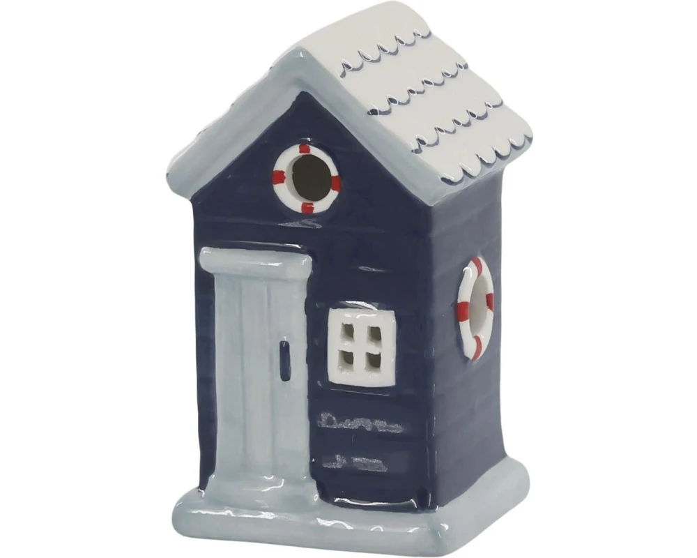 Chic Antique Aufsteller Strandhaus 10 x 6 x 6 cm, Weiss/Blau