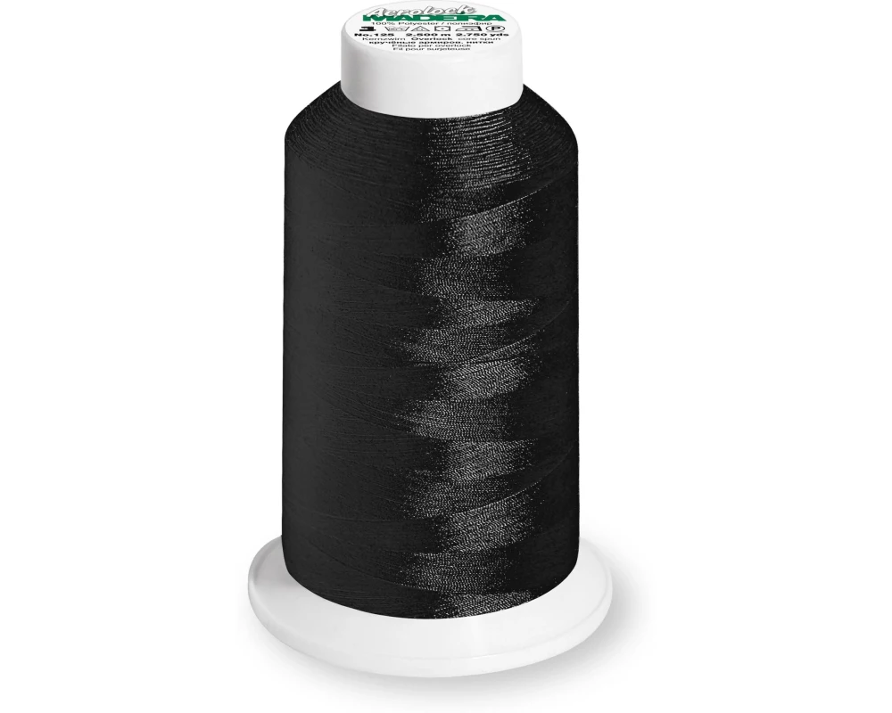 Madeira Näh-, Quilt und Overlockgarn Aerolock 125 Schwarz, 2500 m