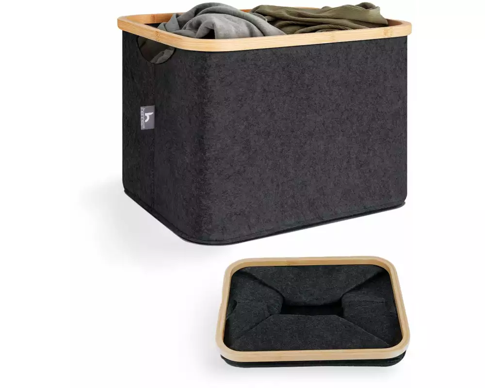 Hennez Wäschekorb Adrian 60 l, Nature/Schwarz