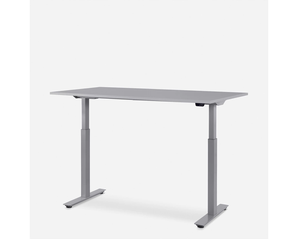 WRK21 Schreibtisch Smart 140 x 80 cm, Höhenverstellbar, Grau Uni / Grau