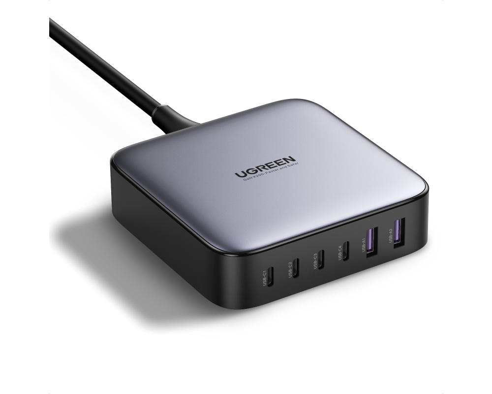 UGREEN USB Desktopcharger Nexode 40914 200W,2xUSB-A+4xUSB-C GaN,Bl.