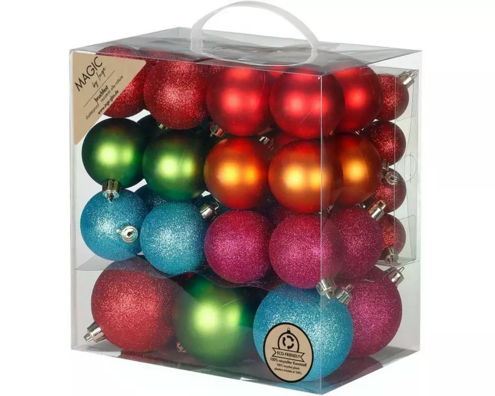 INGES CHRISTMAS DECOR Weihnachtskugel 54 Stück, Mehrfarbig