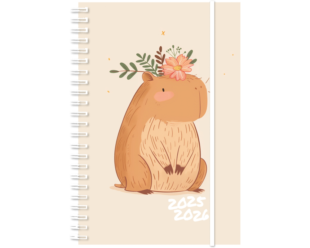 Simplex Schulagenda Emotions weekly A7, 2025-2026, Capybara