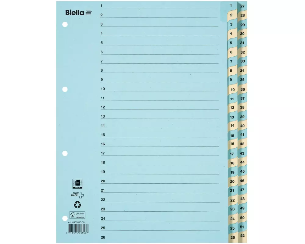Biella Register A4 1 - 52 Karton