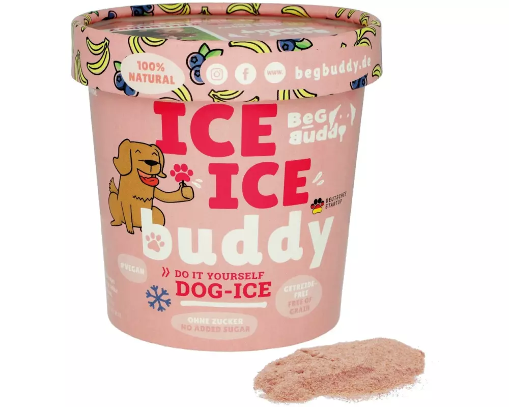 BeG Buddy Hunde-Nahrungsergänzung Eispulver mit Banane-Blaubeere, 66 g
