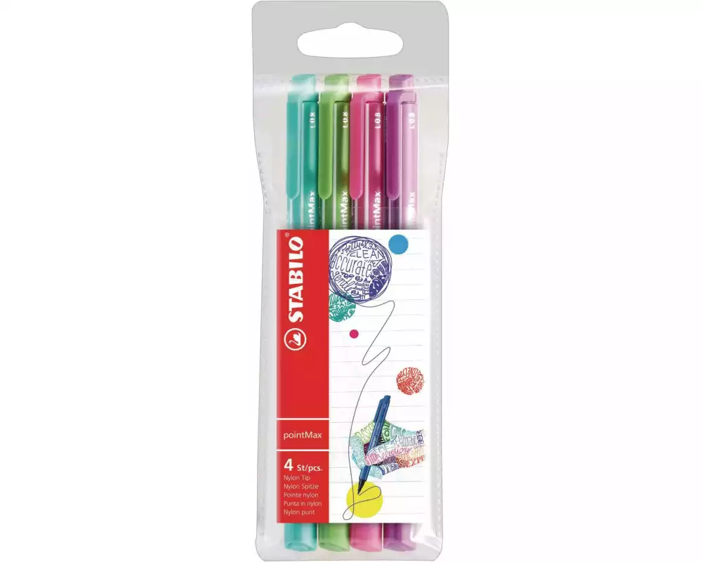 STABILO Fineliner pointMax 4 Stück, Mehrfarbig