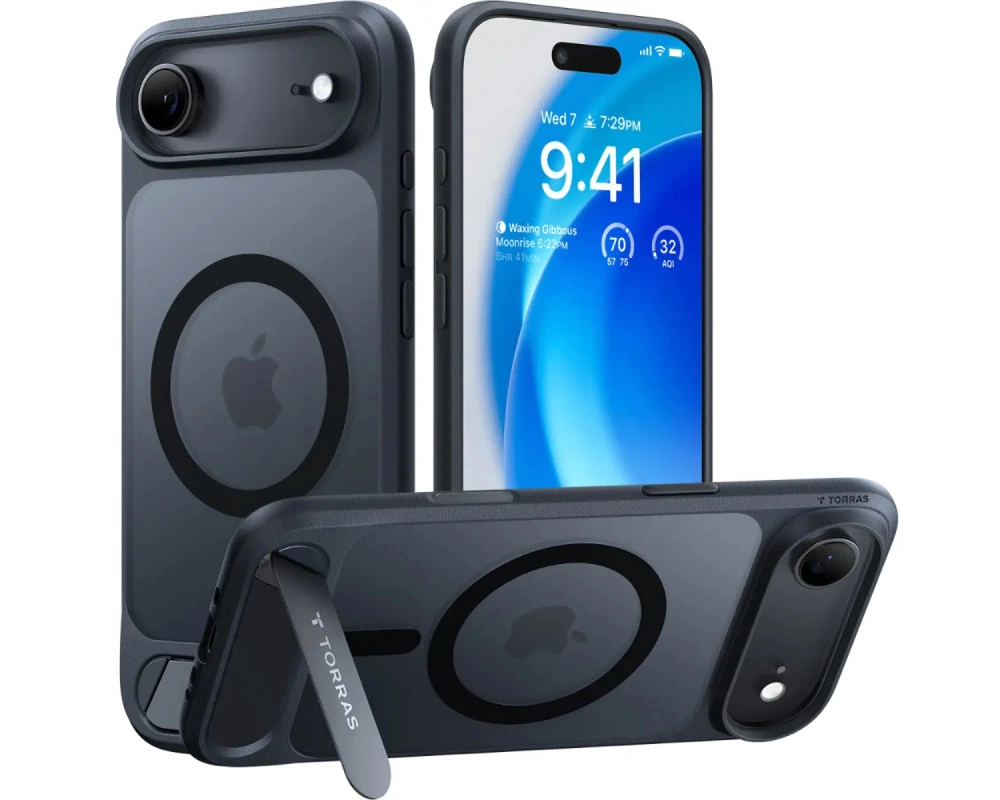 Torras Pstand Spin Schutzhülle, iPhone 17 Air, MagSafe, schwarz