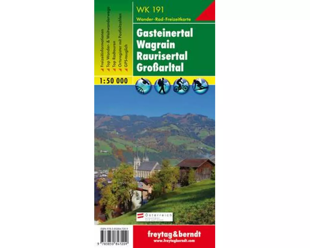 freytag & berndt Wanderkarte WK 191 Gasteinertal - Wagrain - Raurisertal - Großarltal 1:50.000
