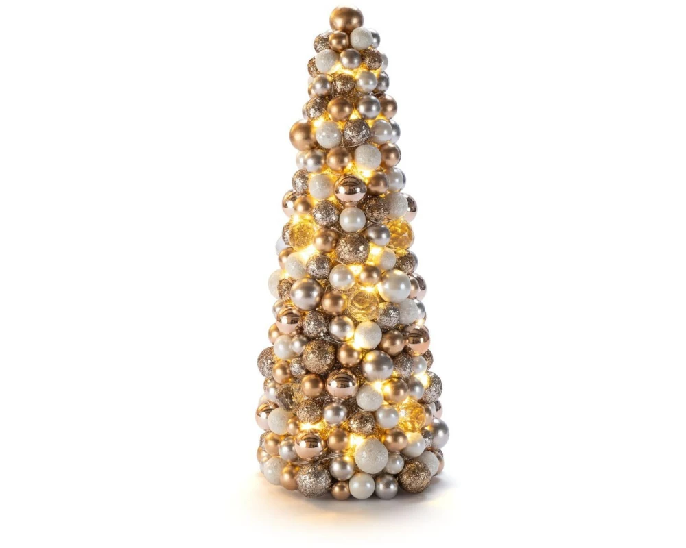 STT Baubles Tree Kunststoff, Weiss, Gold, 30, 60 LED