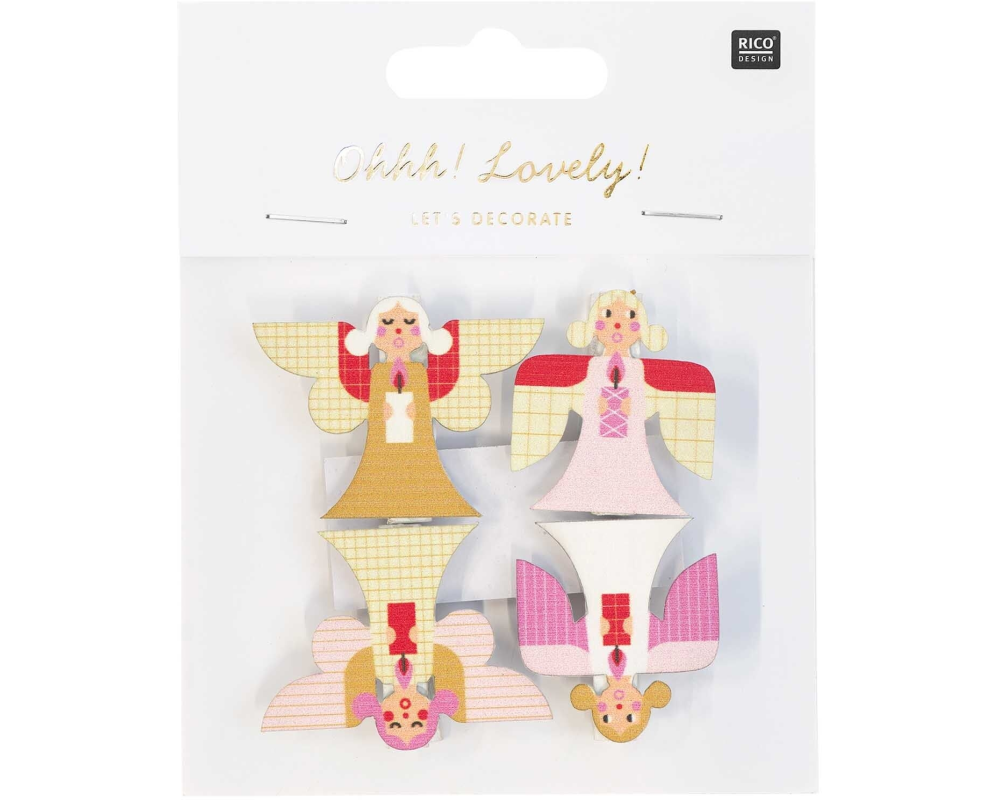 RICO DESIGN Deko-Clips Engel 3.5cm 7040.31.25 4 Stück