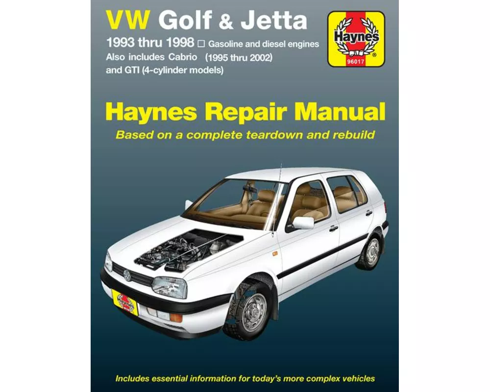 VW Golf, GTI and Jetta (93-98) and VW Cabrio (95-02) petrol & diesel Haynes Repair Manual (USA)