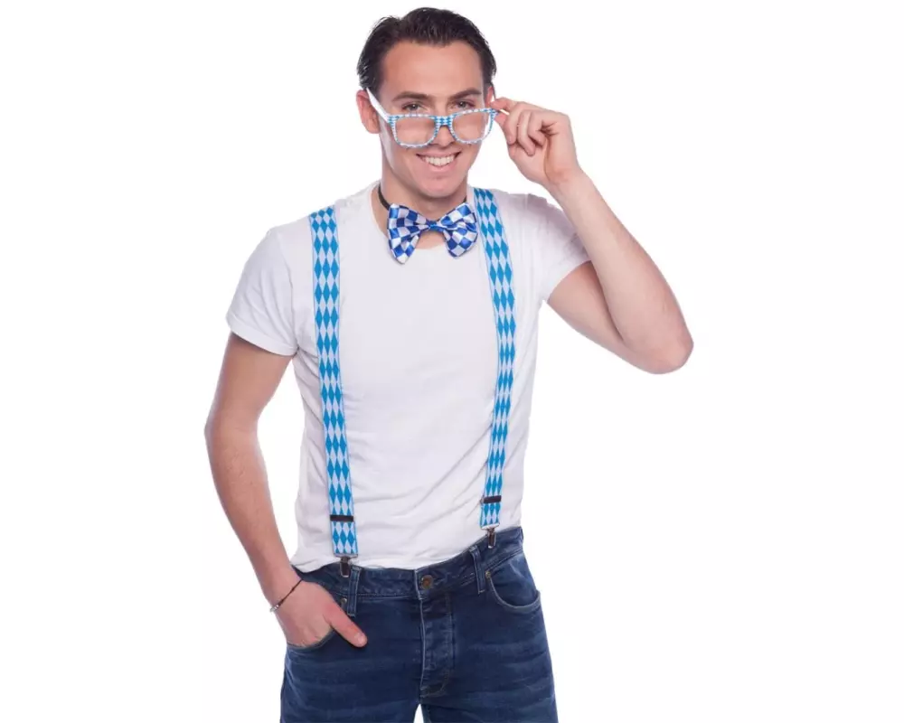 Folat Partyaccessoire Hosenträger blau-weiss