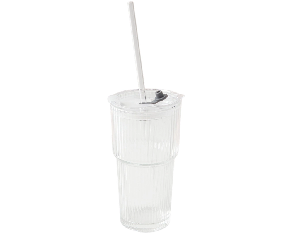 ESMEE Trinkglas 550ml 1000-1728 inkl. Deckel & Strohhalm