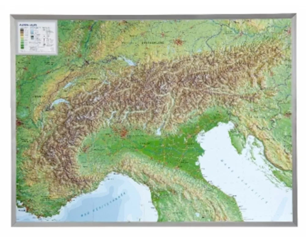 Alpen 1 : 1 200 000 Aluminium Rahmen