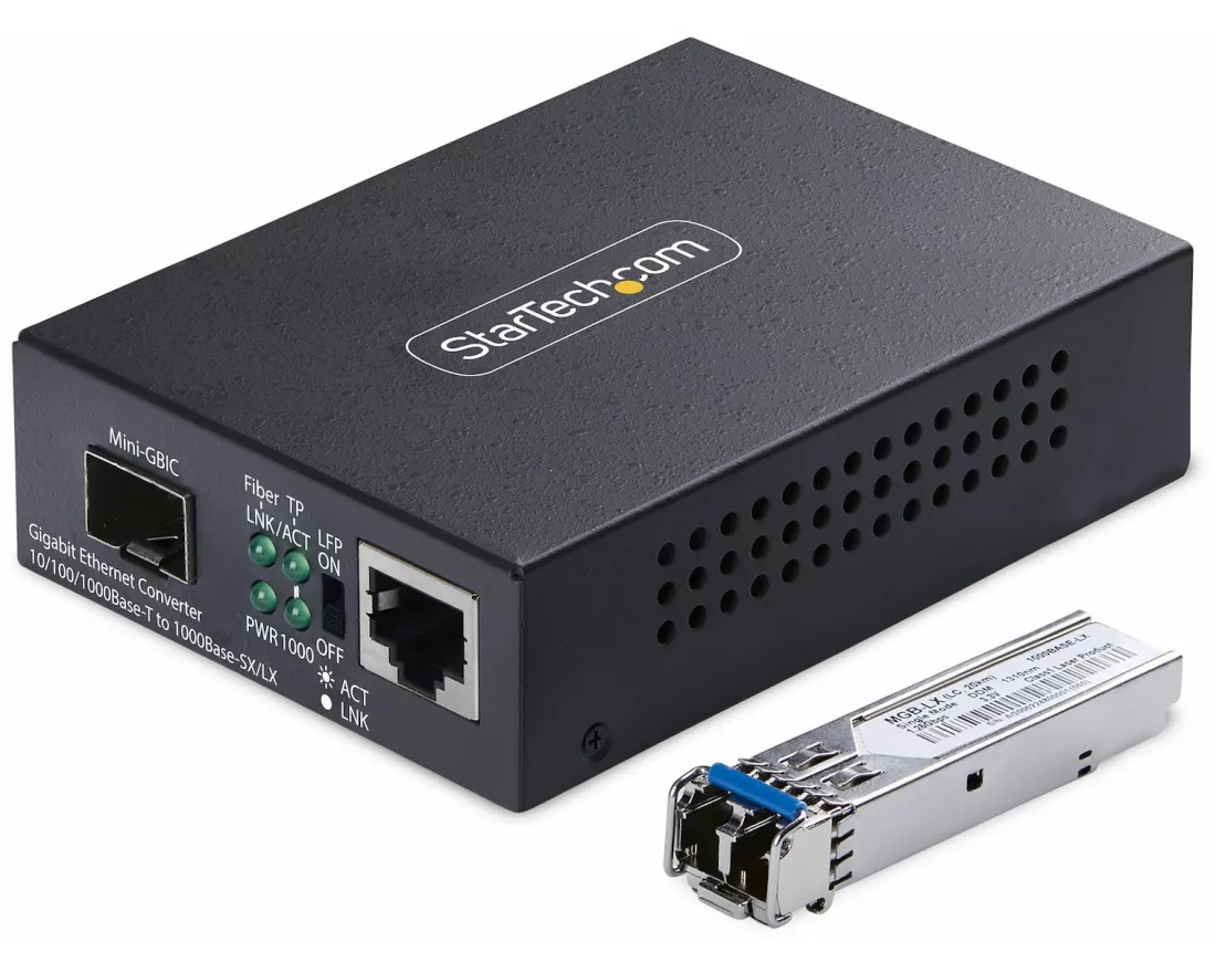 StarTech.com MCM1110SMLC20 network media converter 2000 Mbit/s 1310 nm Einzelmodus Schwarz