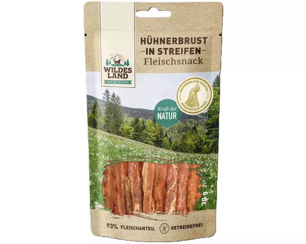 Wildes Land Can Snack Hühnerbrust in Streifen 70 g
