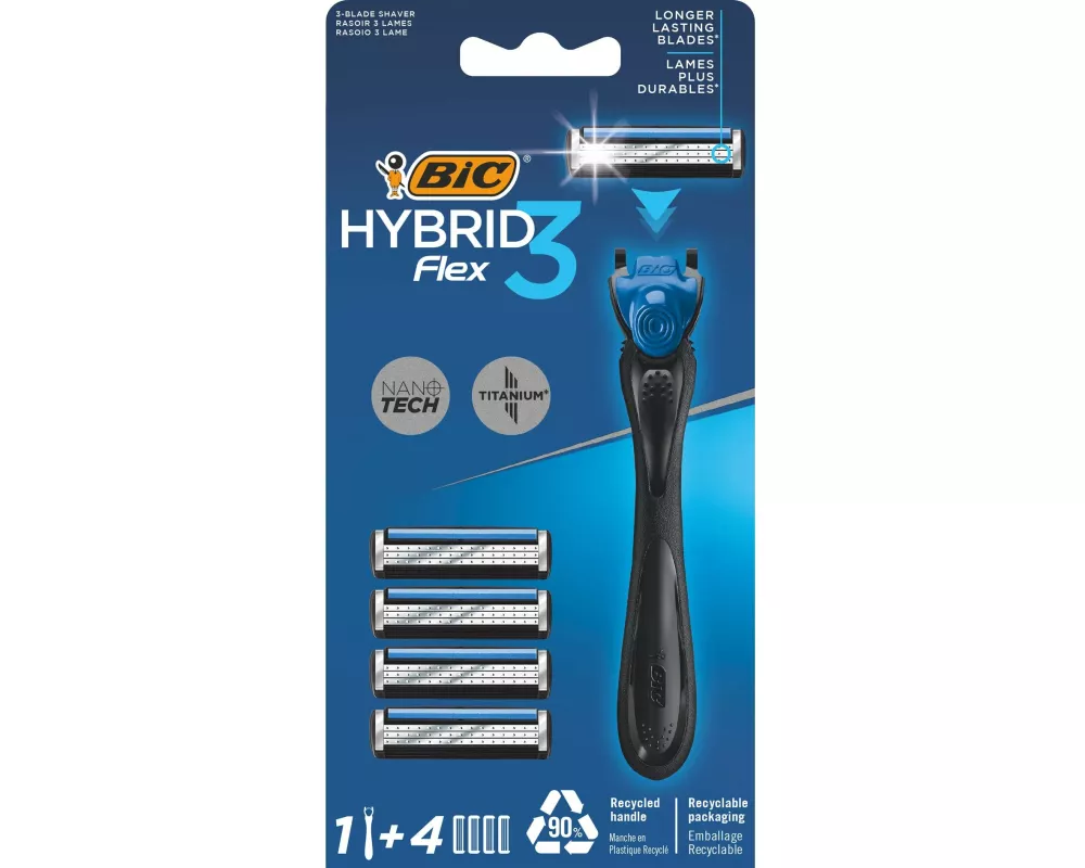 BIC Rasierer und 4 Klingen Flex 3 Hybrid
